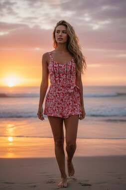 Land of the free floral romper wrap dress